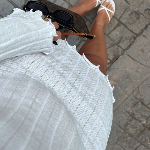 NWT SNDYS. sundays the label white long sleeve mini dress LARGE - Picture 10 of 11